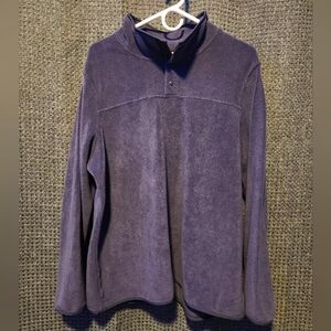 Navy Blue Fleece half button sweater